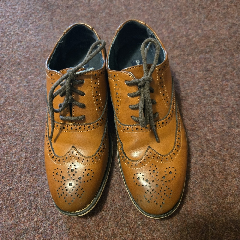 Bruno Marc Boy's Prince-K2 Classic Brown Oxford Wingtip Dress Shoes Size 1